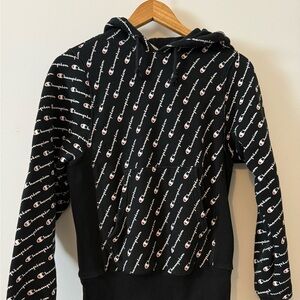 Champion Reverse Weave All-Over Logo Hoodie — Men’s XS (fits small)